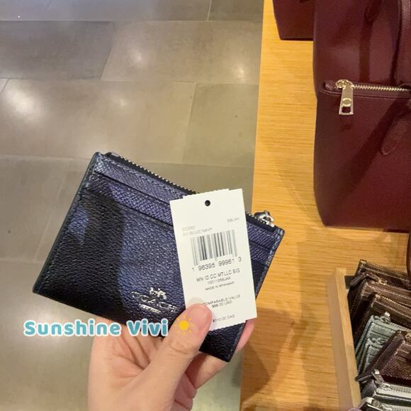 NWT Coach Mini Skinny Id Case In Signature Canvas CCS50 Navy Blue - Picture 7 of 7